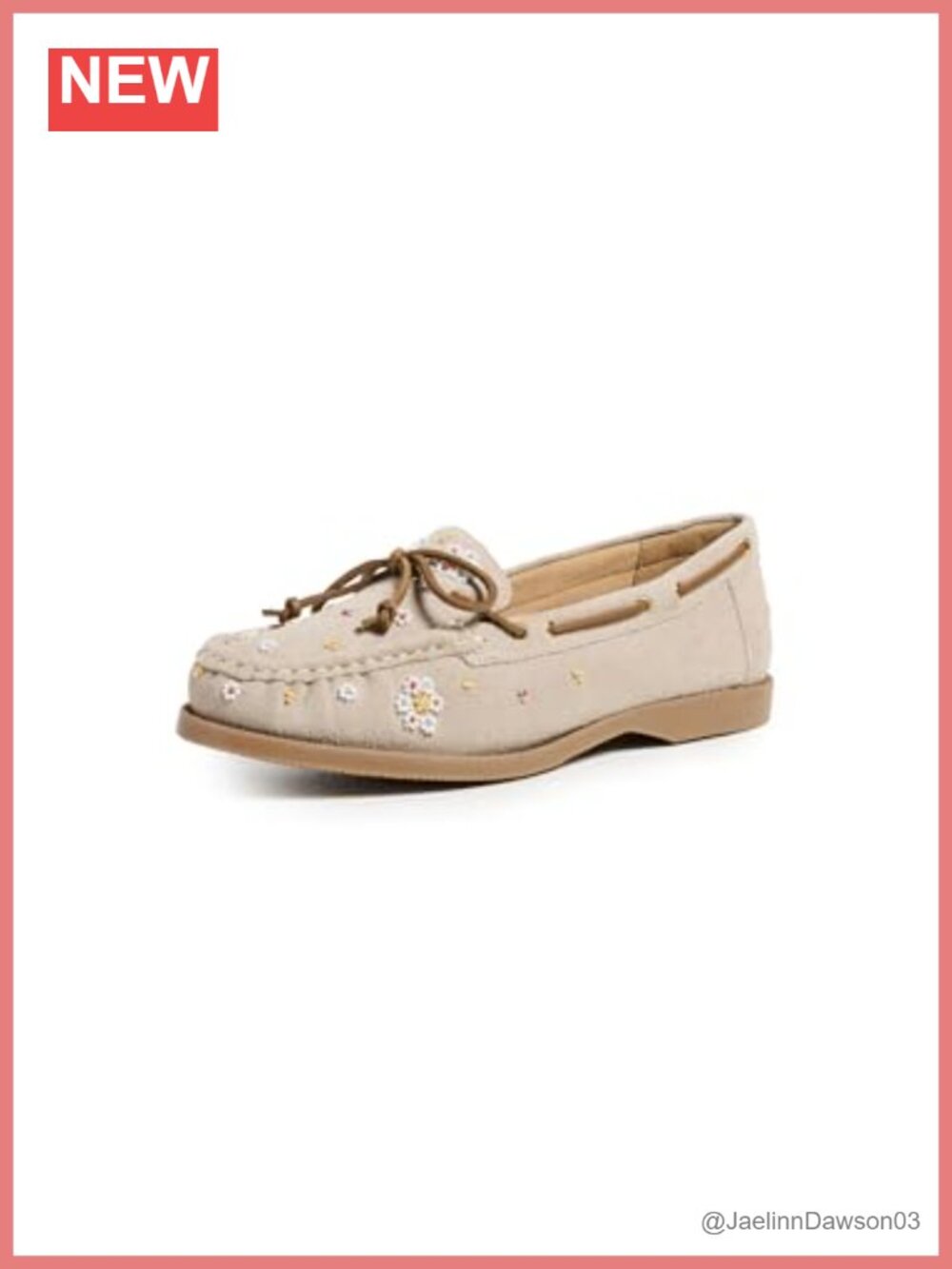 Hand Beaded Suede Boat Shoes Slip-On Flats Mocc Stitch Leather